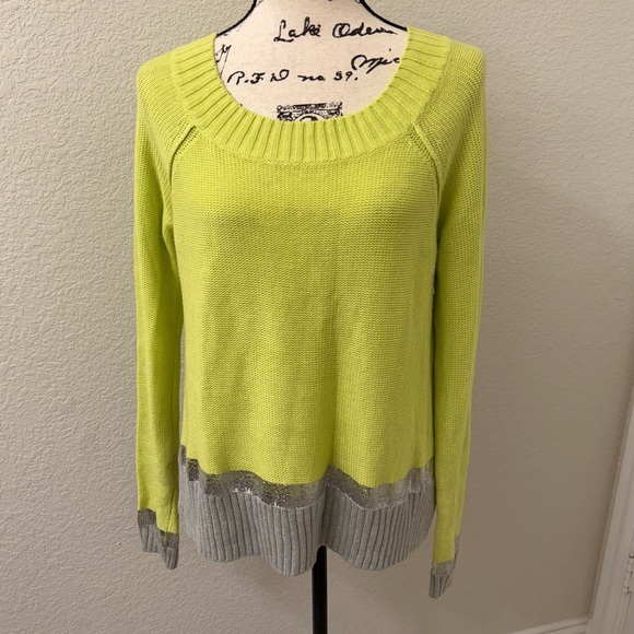 Express Sweaters - NWT Express Green wide Crew Neck Sweater side split sz M